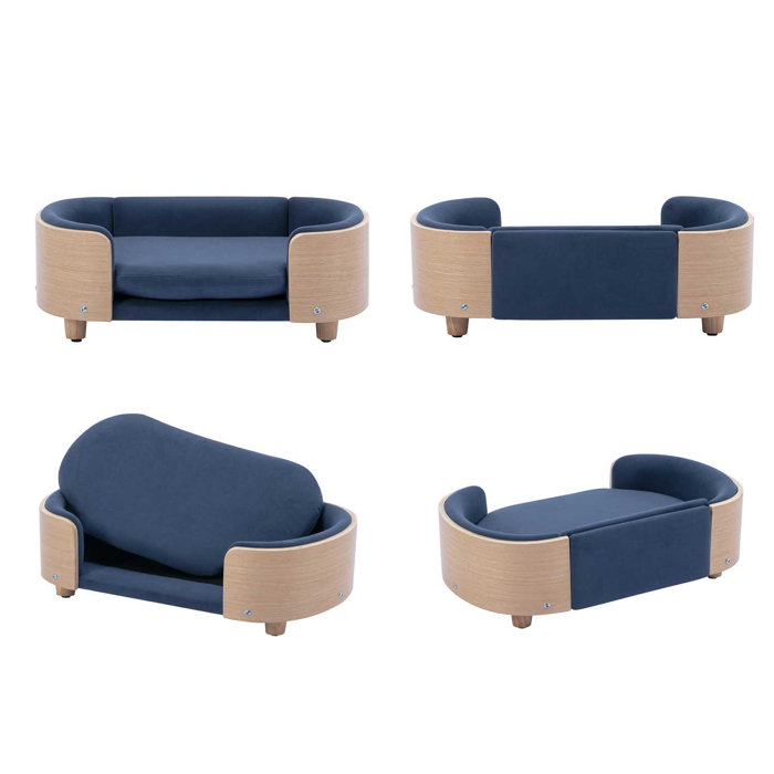 Tucker Murphy Pet™ Solid Wood Dog Bed Pet Sofa Elevated Velvet Cushion